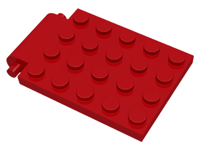 Plate Special 4 x 6 x 2/3 with Trap Door Hinge in Red