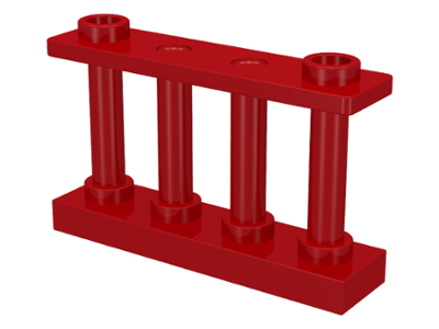 Fence Spindled 1 x 4 x 2 [2 Top Studs] in Red