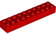 Brick 2 x 10 in Red