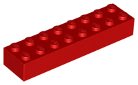 Brick 2 x 8 in Red