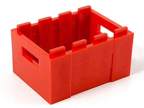 Box / Crate with Handholds 3 x 4 x 1 2/3 in Red