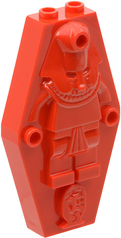 Sarcophagus Lid 2 x 4 x 6 with Mummy Relief [Plain] in Red