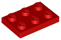 Plate 2 x 3 in Red