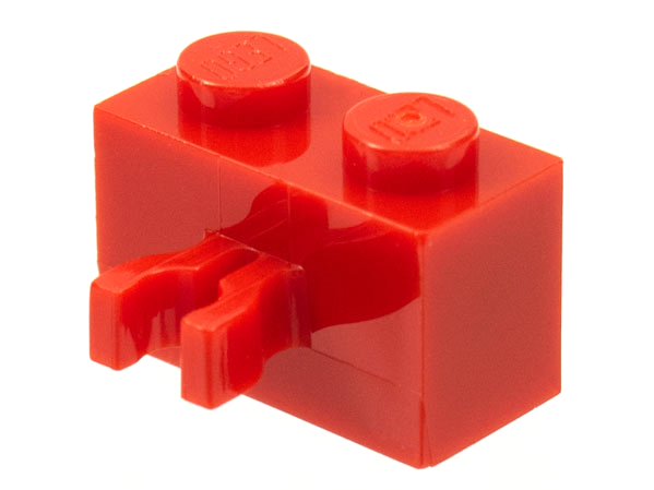 Brick Special 1 x 2 with Vertical Clip [Thick U Clip] in Red
