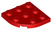 Plate Round Corner 3 x 3 in Red
