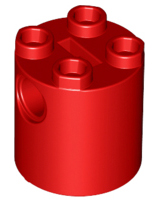 Brick Round 2 x 2 x 2 Robot Body, Axle Holder '+' Orientation in Red