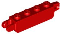 Hinge Brick 1 x 4 Locking with 1 Finger Vertical End and 2 Fingers Vertical End, 9 Teeth in Red