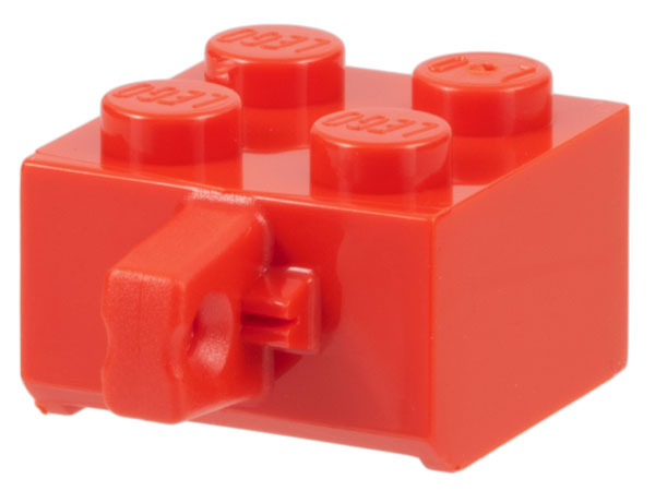 Hinge Brick 2 x 2 Locking with 1 Finger Vertical [No Axle Hole] in Red
