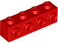 Brick Special 1 x 4 with 4 Studs on One Side in Red
