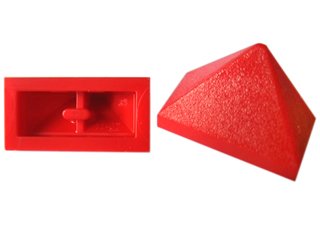 Brick Sloped 45° 2 x 1 Triple with Ovoid Bottom Pin in Red