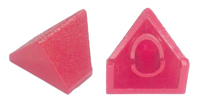 Brick Sloped 45° 2 x 1 Double / Inverted with Bottom Tube in Red
