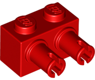 Brick Special 1 x 2 with 2 Pins, Square Pin Holes in Red