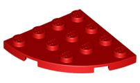 Plate Round Corner 4 x 4 in Red