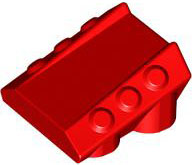Brick Sloped 2 x 2 No Studs, with 3 Side Pistons Raised Edges in Red