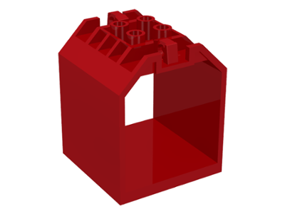 Container / Box, Open Ended 4 x 4 x 4 with 1 Hinge Finger Each End [Plain] in Red