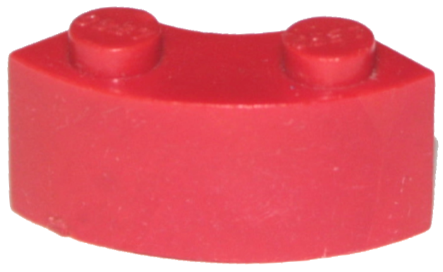 Brick Round Corner 2 x 2 Macaroni without Stud Notch in Red