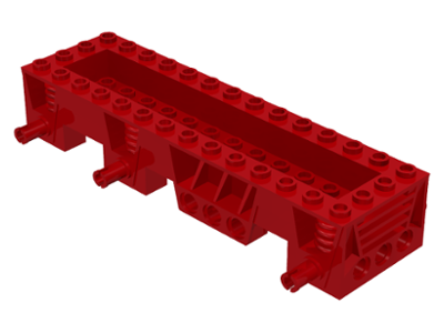 Vehicle Base 4 x 14 x 2 1/3, 2 x 12 Recessed Center, Pins, Pin Holes in Red