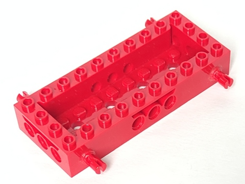 Vehicle Base 4 x 10 x 1 1/3 with 8 x 2 Recessed Center [4 Pins / Technic Holes] in Red