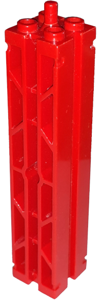 Support 2 x 2 x 8 with Grooves, Two Sided Lattice and Top Peg in Red