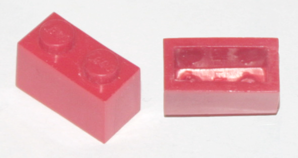 Brick 1 x 2 without Bottom Tube in Red