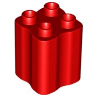 Duplo Brick 2 x 2 x 2 with Indented Sides (Tree Trunk) in Red