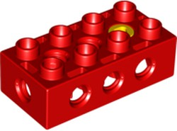 Duplo Toolo Brick 2 x 4 with Holes on Sides and Top and 1 Screw in Top in Red