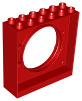 Duplo Ball Tube exit with round doorway 2 x 6 x 5 in Red