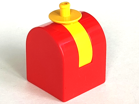 Duplo Brick 2 x 2 x 2 Curved Top with Yellow Propeller / Rotor Holder in Red