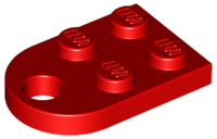 Plate Special 3 x 2 with Rounded End, Hole in Red