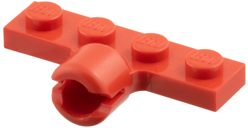Plate Special 1 x 4 with Towball Socket, Long, 2 Slots in Red