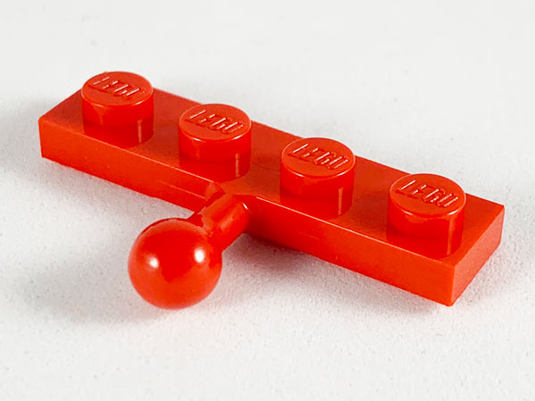 Plate Special 1 x 4 with Towball in Red