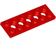 Technic Plate 2 x 6 [5 Holes] in Red