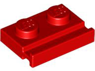 Plate Special 1 x 2 with Door Rail in Red