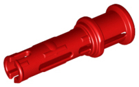 Technic Pin Long with Friction Ridges Lengthwise and Stop Bush [3 Lateral Holes, Big Pin Hole] in Red