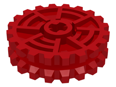 Technic Tread Sprocket Wheel Dual Thin in Red