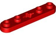 Technic Plate 1 x 5 with Smooth Ends, 4 Studs and Centre Axle Hole in Red