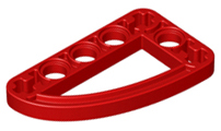 Technic Beam 3 x 5 L-Shape with Quarter Ellipse Thin in Red