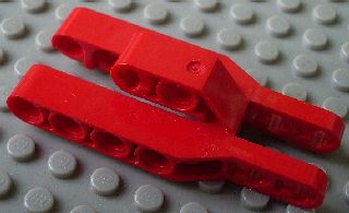 Technic Beam 3 x 7 x 2 Fork 3 Fingers in Red