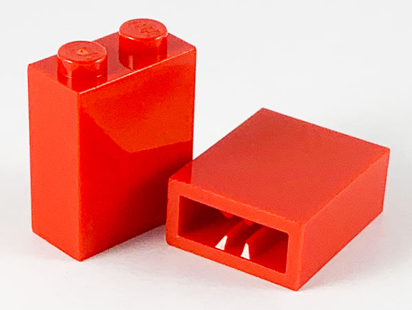 Brick 1 x 2 x 2 with Inside Axle Holder in Red