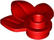 Plant, Plate 1 x 1 Round with 3 Leaves in Red