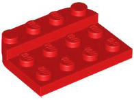 Plate Round Corners Double 3 x 4 with 1 x 4 Raised Edge Studs in Red