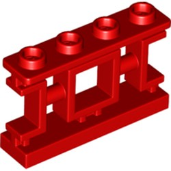 Fence 1 x 4 x 2 Ornamental Asian Lattice Square with 4 Studs in Red