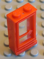 Door 1 x 2 x 3 Left with Solid Studs, Fixed Glass in Red