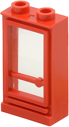 Door 1 x 2 x 3 Left with Hollow Studs, Fixed Glass in Red