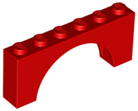 Brick Arch 1 x 6 x 2 - Thick Top with Reinforced Underside in Red
