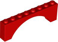 Brick Arch 1 x 8 x 2 in Red