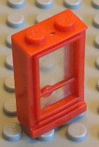 Door 1 x 2 x 3 Right, Solid Stud, Fixed Glass in Red