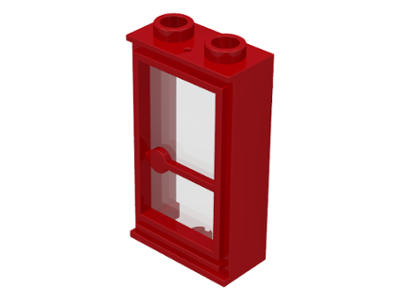 Door 1 x 2 x 3 Right, Hollow Studs, Fixed Glass in Red