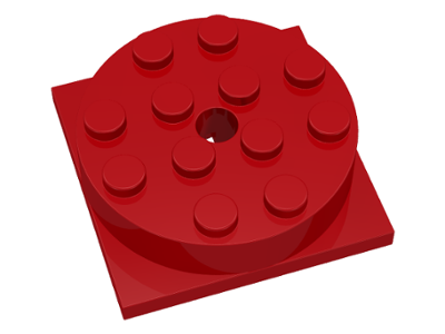 Turntable 4 x 4 Square Base with Top, Complete Assembly in Red