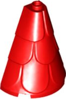 Tower Roof 2 x 4 x 4 Half Cone Shaped with Roof Tiles in Red